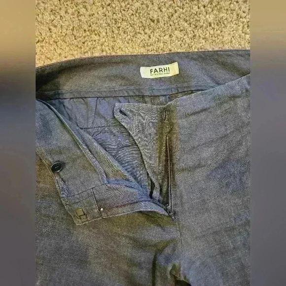 Farhi by Nicole Farhi Linen Blend Blue/Navy Trouser, Size 2 - Picture 3 of 7